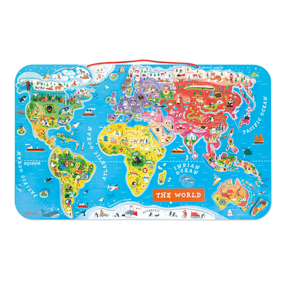 MAGNETIC WORLD MAP PUZZLE ENGLISH VERSION 92 PIECES (WOOD) Janod