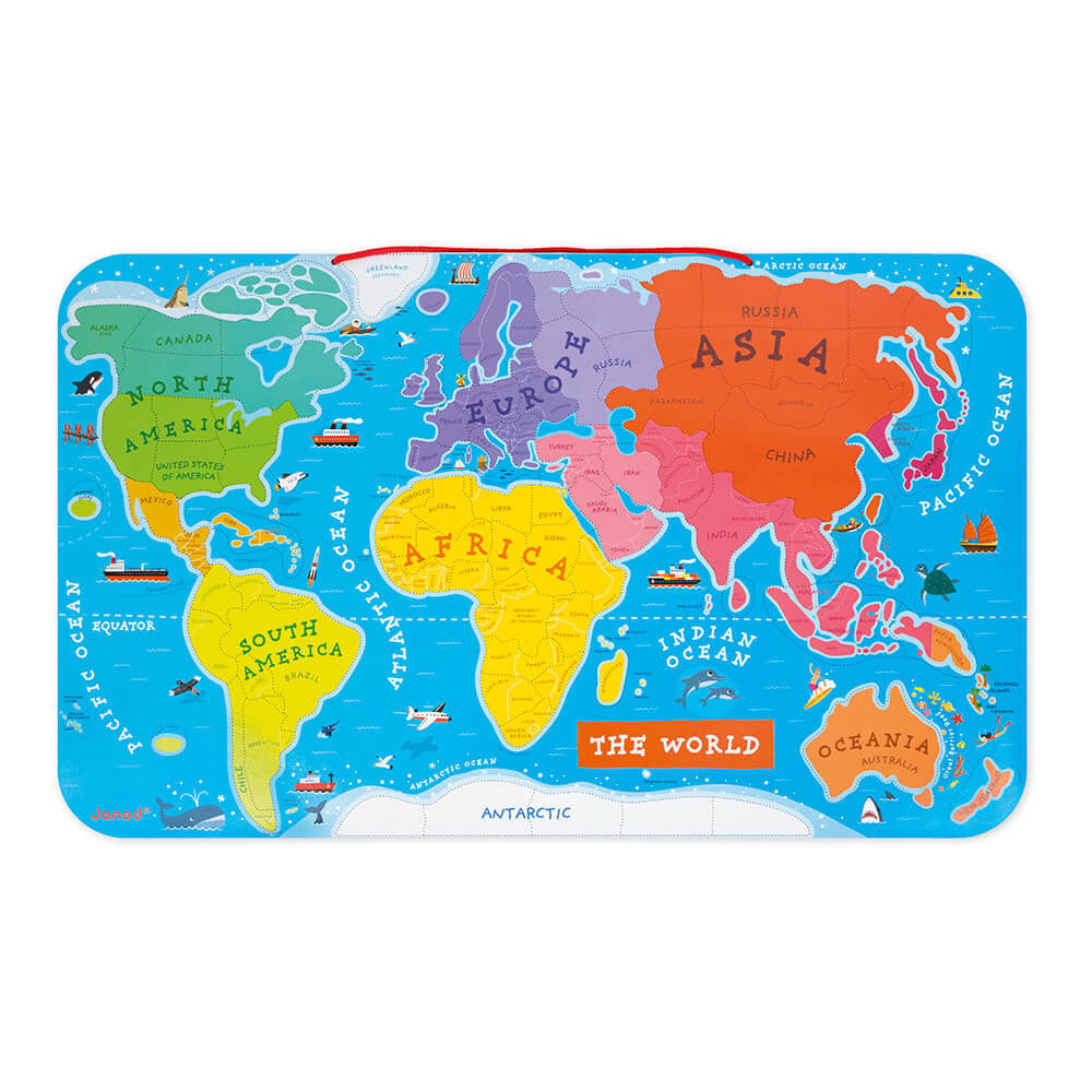 MAGNETIC WORLD MAP PUZZLE ENGLISH VERSION 92 PIECES (WOOD) Janod