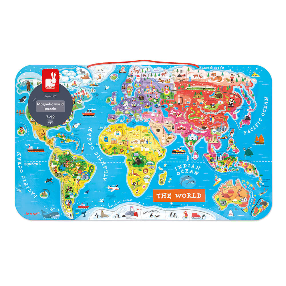 MAGNETIC WORLD MAP PUZZLE ENGLISH VERSION 92 PIECES (WOOD) Janod