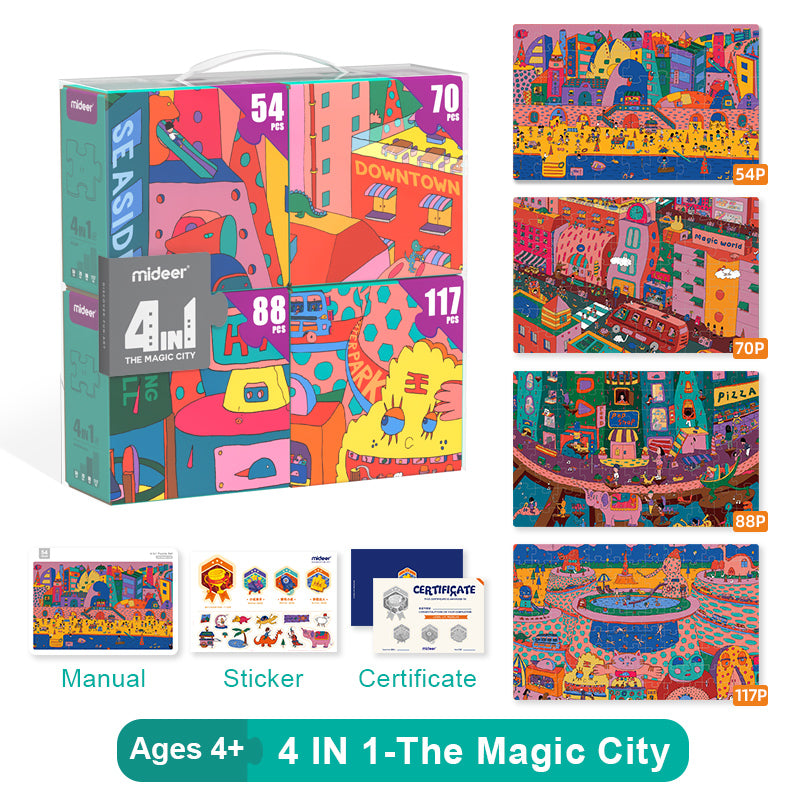 4 in 1 Puzzle The magic city Mideer