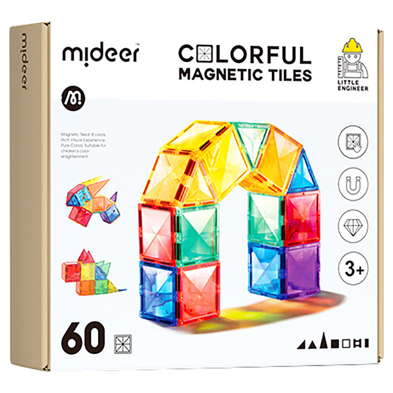 Colorful Magnetic Tiles 60pcs, Mideer