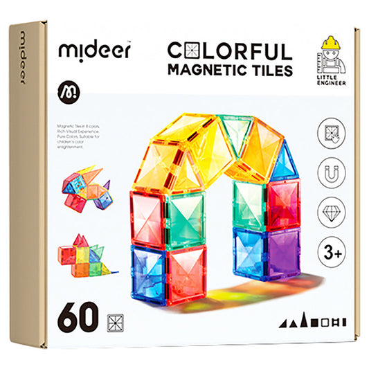 Colorful Magnetic Tiles 60pcs, Mideer